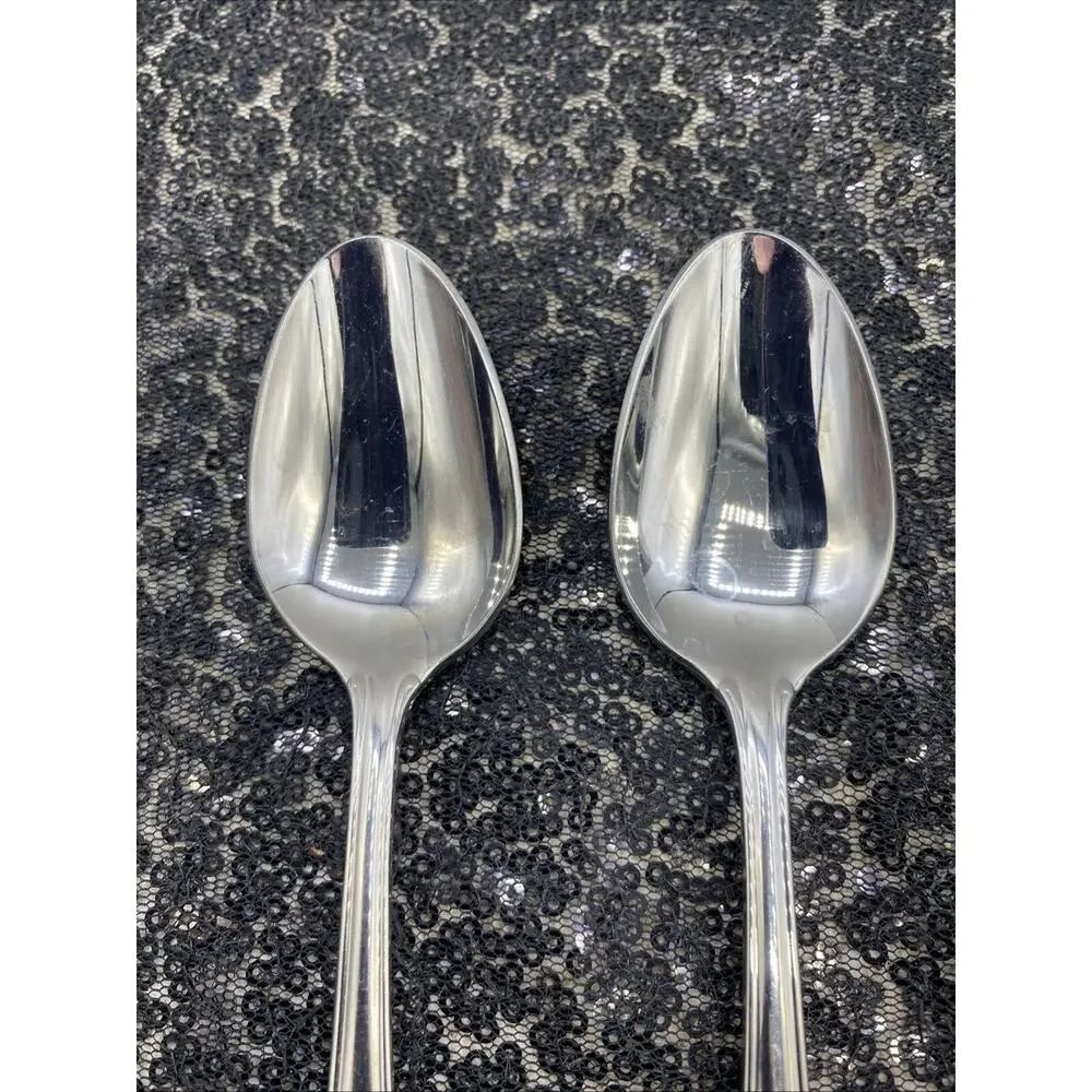 2 Wallace Silversmiths 18/8 Dinner Spoons Stainless Flatware 6”